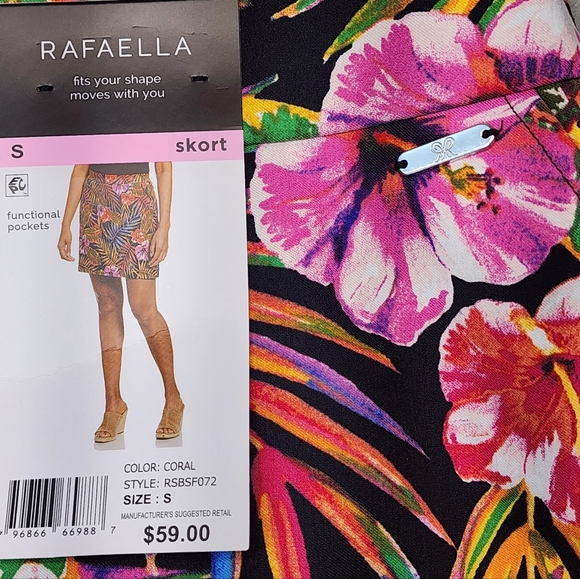 Rafaella Women's Floral Leaf Mini Skort - Multicolor - Picture 4 of 10